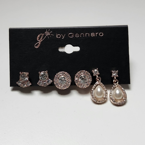 g by Gennaro Clear Glass and Pearl Earring Set - Picture 12 of 12